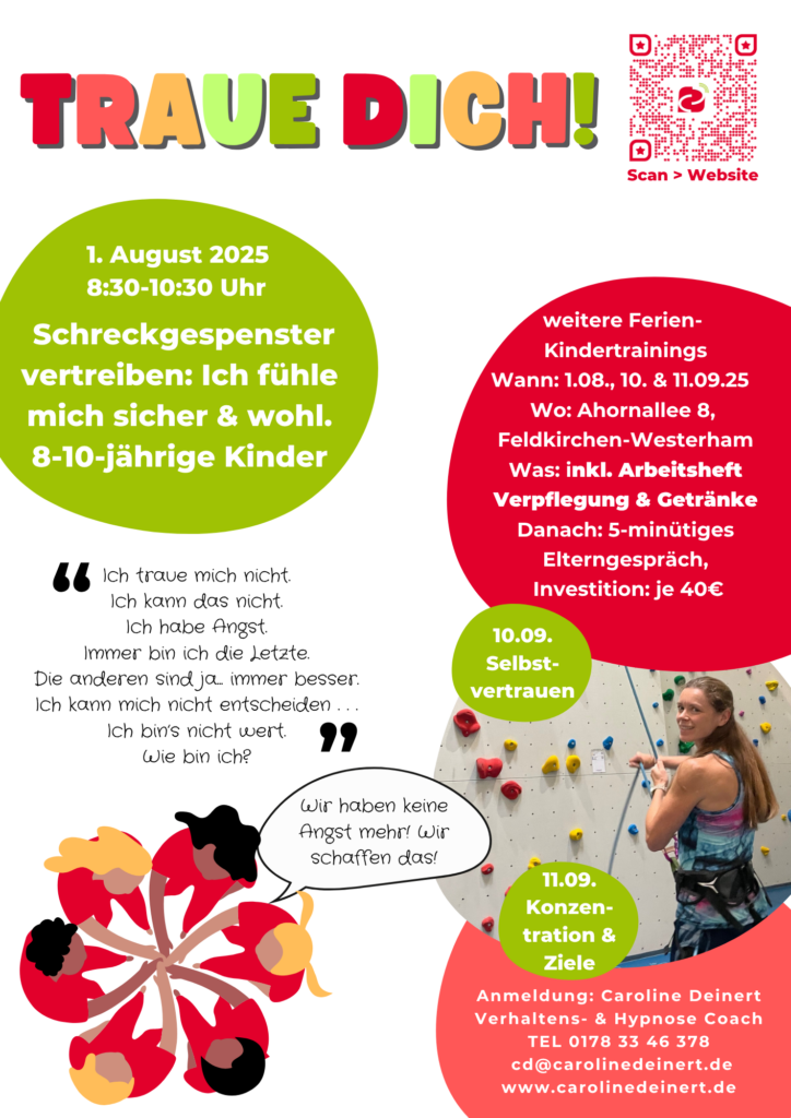 Selbstbewusstseinstraining Jugendliche & Kinder: Selbstwertgefühl bei Kindern stärken, in den Ferien, 2 Std. Workshops in Feldkirchen-Westerham